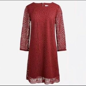 Jcrew Burgundy Lace Shift Dress